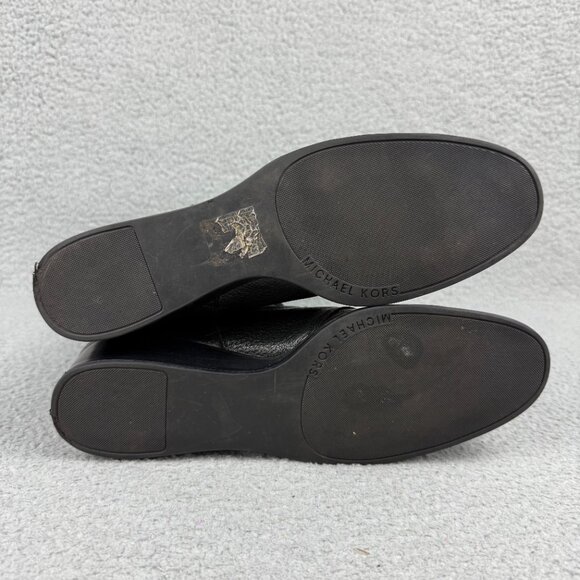 Michael Kors Boots Womens 9.5 Shoes Black Woodley Wedge Combat Moto Biker Calf - Picture 6 of 14